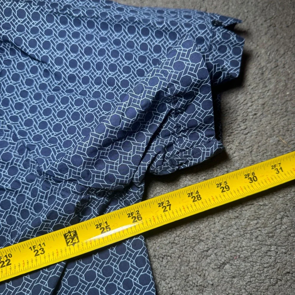 Brooks Brothers 1818 Mens XL Regular Navy Blue Geometric Print Cotton SS Shirt